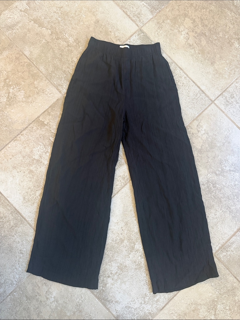 Abercrombie & Fitch Black Wide-Leg Pull-On Pants